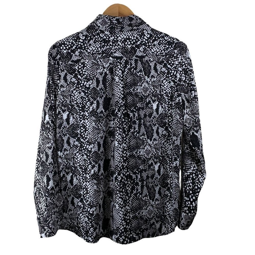 Halogen Black And White Python Print Long Sleeve … - image 5